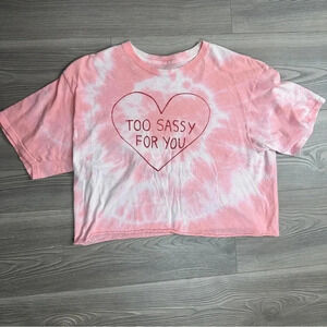 coco + pine Too Sassy For You Pink Tie Dye Cropped Shirt‎